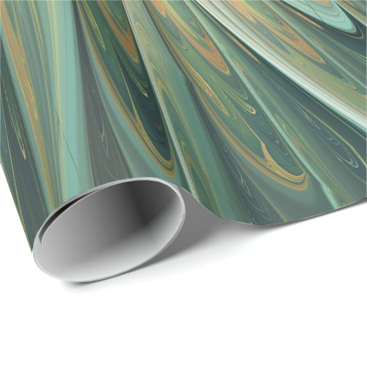 Abstracte Sage Green Fantasy Flower Fractal Art Cadeaupapier (Rol Hoek)