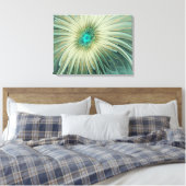 Abstracte Sage Green Fantasy Flower Fractal Art Canvas Afdruk (Insitu (Slaapkamer))