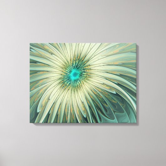 Abstracte Sage Green Fantasy Flower Fractal Art Canvas Afdruk (Voorkant)
