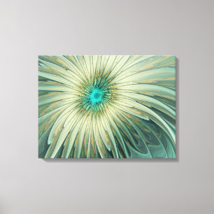 Abstracte Sage Green Fantasy Flower Fractal Art Canvas Afdruk