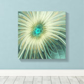 Abstracte Sage Green Fantasy Flower Fractal Art Canvas Afdruk (Insitu (Houten vloer))