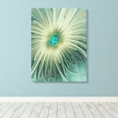 Abstracte Sage Green Fantasy Flower Fractal Art Canvas Afdruk (Insitu (Houten vloer))
