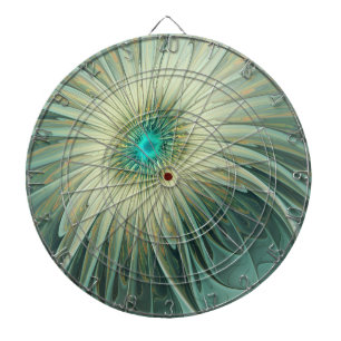 Abstracte Sage Green Fantasy Flower Fractal Art Dartbord