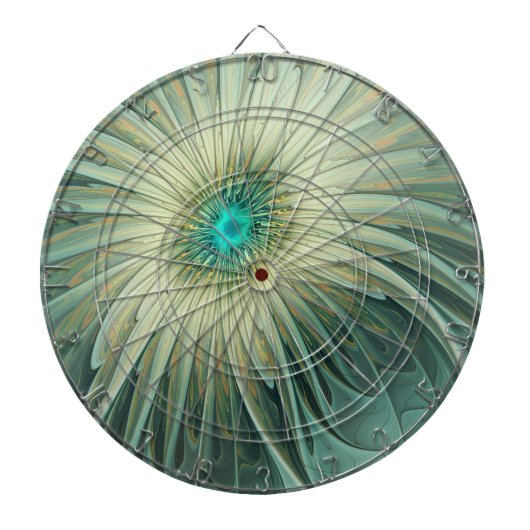 Abstracte Sage Green Fantasy Flower Fractal Art Dartbord (Voorkant)