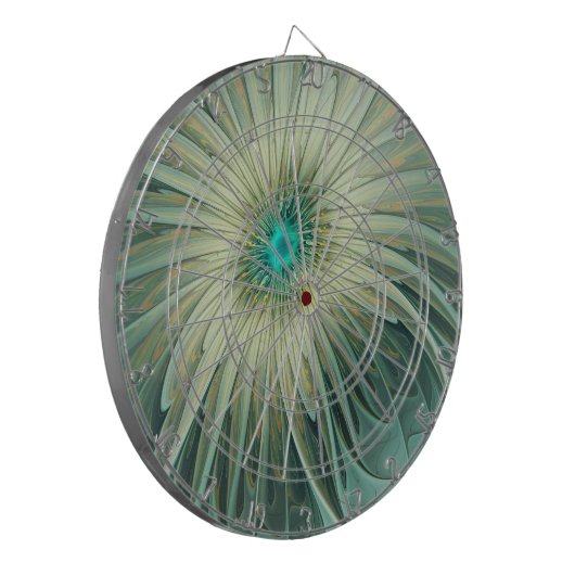 Abstracte Sage Green Fantasy Flower Fractal Art Dartbord (Voorkant Links)