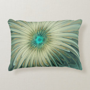 Abstracte Sage Green Fantasy Flower Fractal Art Decoratief Kussen