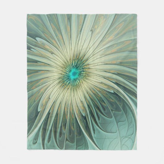 Abstracte Sage Green Fantasy Flower Fractal Art Fleece Deken (Voorkant)