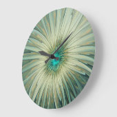 Abstracte Sage Green Fantasy Flower Fractal Art Grote Klok (Hoek)