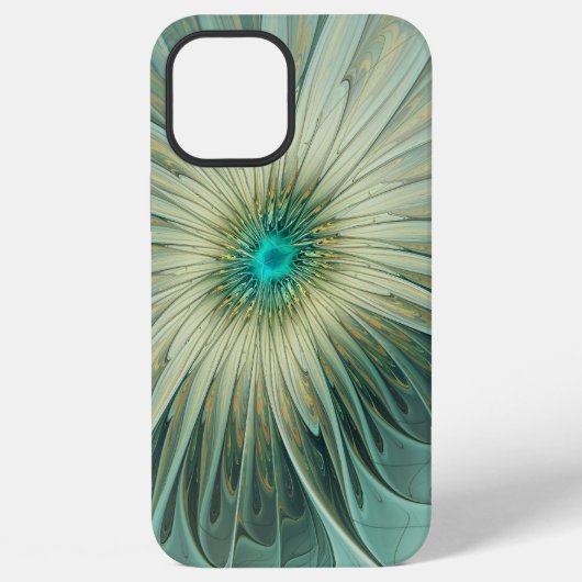 Abstracte Sage Green Fantasy Flower Fractal Art iPhone Hoesje (Achterkant)