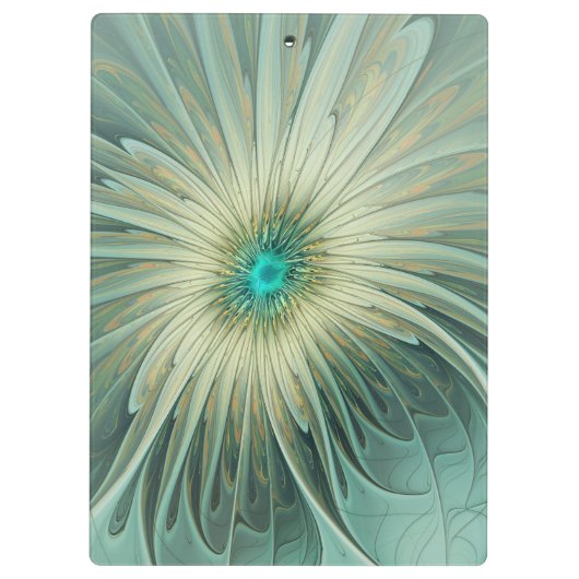 Abstracte Sage Green Fantasy Flower Fractal Art Klembord (Achterkant)