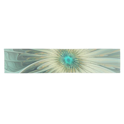 Abstracte Sage Green Fantasy Flower Fractal Art Korte Tafelloper (Horizontaal)