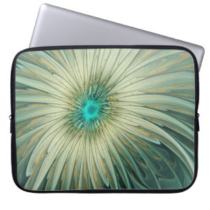 Abstracte Sage Green Fantasy Flower Fractal Art Laptop Sleeve