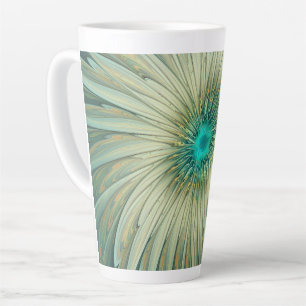 Abstracte Sage Green Fantasy Flower Fractal Art Latte Mok