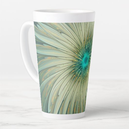 Abstracte Sage Green Fantasy Flower Fractal Art Latte Mok (Linkerhoek)