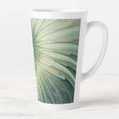 Abstracte Sage Green Fantasy Flower Fractal Art Latte Mok (Rechts)