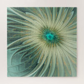 Abstracte Sage Green Fantasy Flower Fractal Art Legpuzzel (Horizontaal)
