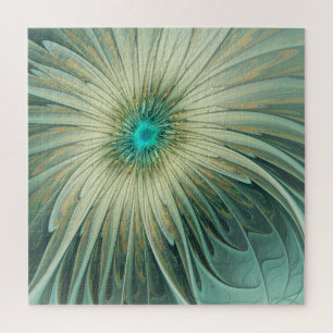 Abstracte Sage Green Fantasy Flower Fractal Art Legpuzzel