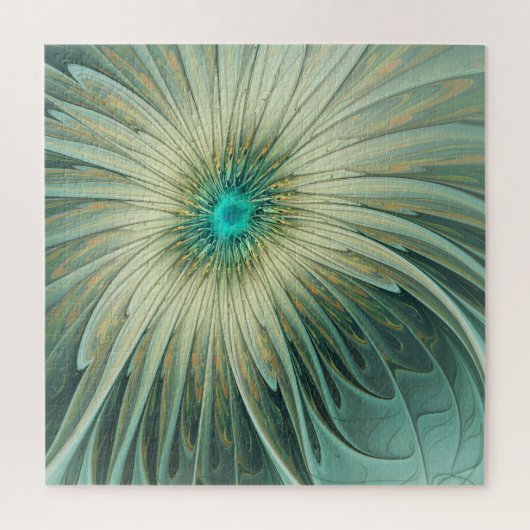 Abstracte Sage Green Fantasy Flower Fractal Art Legpuzzel (Verticaal)