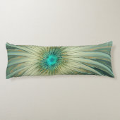Abstracte Sage Green Fantasy Flower Fractal Art Lichaamskussen (Achterkant)