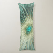 Abstracte Sage Green Fantasy Flower Fractal Art Lichaamskussen (Achterkant (Verticaal))