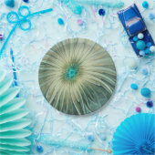 Abstracte Sage Green Fantasy Flower Fractal Art Papieren Bordje (Feest)