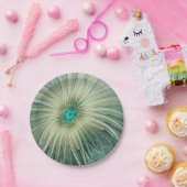 Abstracte Sage Green Fantasy Flower Fractal Art Papieren Bordje (Feest)