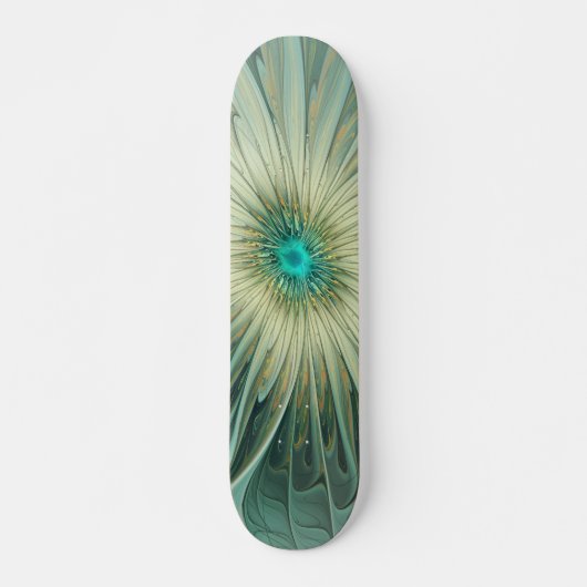 Abstracte Sage Green Fantasy Flower Fractal Art Persoonlijk Skateboard (Voorkant)