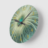 Abstracte Sage Green Fantasy Flower Fractal Art Ronde Klok (Hoek)