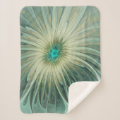 Abstracte Sage Green Fantasy Flower Fractal Art Sherpa Deken (Voorkant)