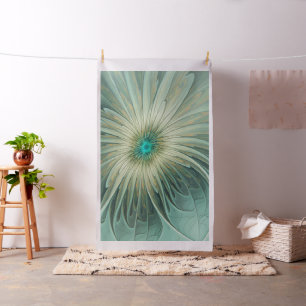Abstracte Sage Green Fantasy Flower Fractal Art Stof