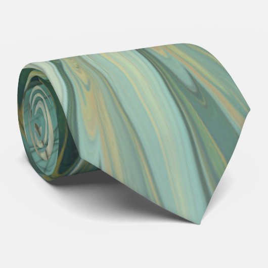 Abstracte Sage Green Fantasy Flower Fractal Art Stropdas (Opgerold)