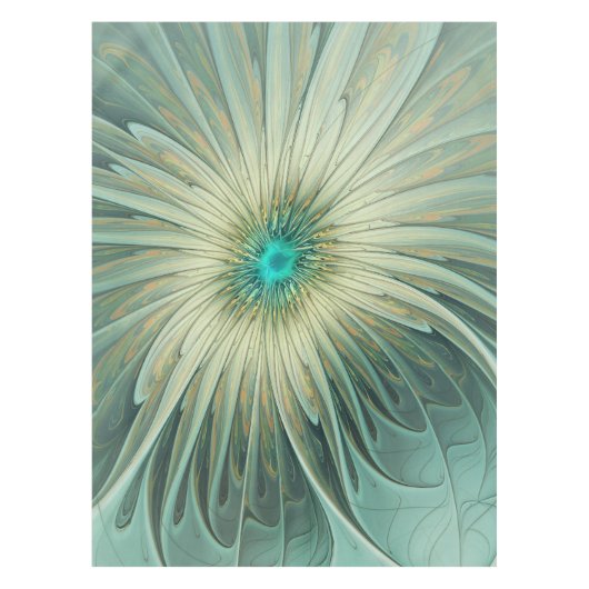 Abstracte Sage Green Fantasy Flower Fractal Art Tafelkleed (Voorkant)