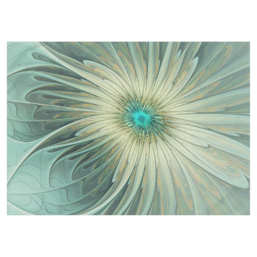 Abstracte Sage Green Fantasy Flower Fractal Art Tafelkleed (Voorkant (Horizontaal))