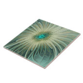 Abstracte Sage Green Fantasy Flower Fractal Art Tegeltje (Zijkant)