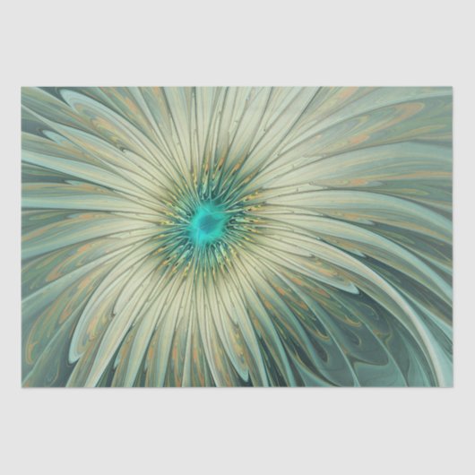 Abstracte Sage Green Fantasy Flower Fractal Art Tissuepapier (Voorkant)