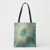 Abstracte Sage Green Fantasy Flower Fractal Art Tote Bag (Voorkant)