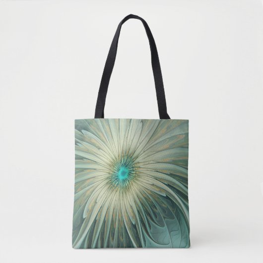 Abstracte Sage Green Fantasy Flower Fractal Art Tote Bag (Voorkant)