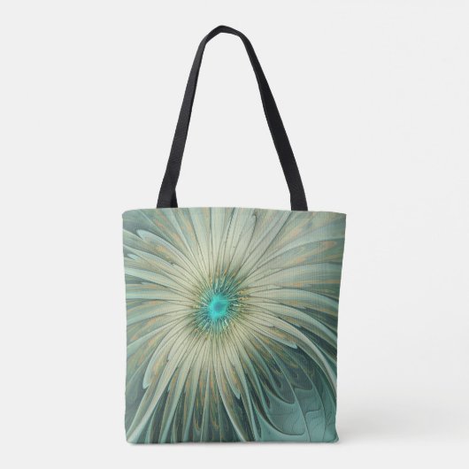 Abstracte Sage Green Fantasy Flower Fractal Art Tote Bag (Achterkant)