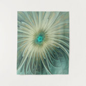 Abstracte Sage Green Fantasy Flower Fractal Art Wandkleed (Voorkant)