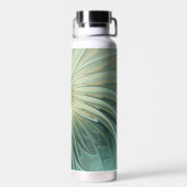 Abstracte Sage Green Fantasy Flower Fractal Art Waterfles (Achterkant)