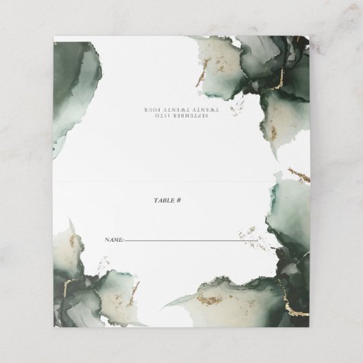 Abstracte Sage Green Waterverf Plaatskaartje (Buitenkant ongevouwen)