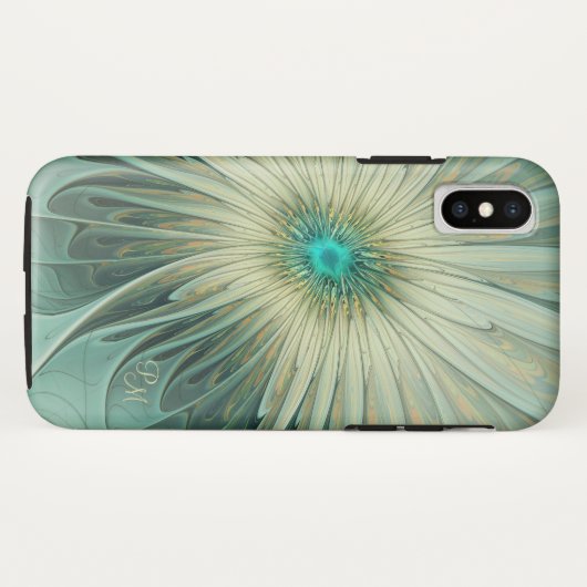Abstracte Sage Groene Fantasie Bloem Fractal Custo Case-Mate iPhone Case (Achterkant (horizontaal))