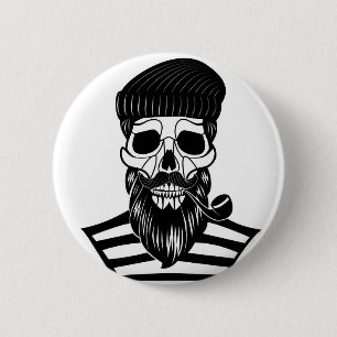 Abstracte Sailor Skull Button
