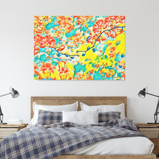 Abstracte Sakura Spring Cherry Blossom Floral Canvas Afdruk (Insitu (Slaapkamer))