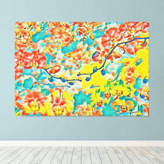 Abstracte Sakura Spring Cherry Blossom Floral Canvas Afdruk (Insitu (Houten vloer))