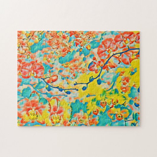 Abstracte Sakura Spring Cherry Blossom Floral Legpuzzel (Horizontaal)