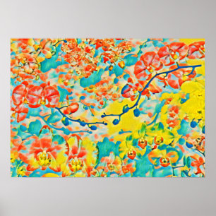 Abstracte Sakura Spring Cherry Blossom Floral Poster
