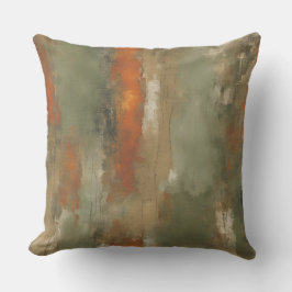 Abstracte salie en Oranje Distressed Stripe Kussen