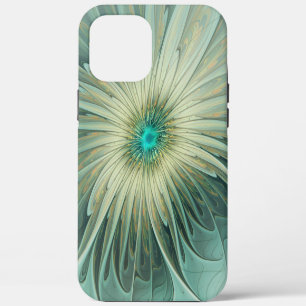 Abstracte saliegroene fantasiebloem fractale kunst iPhone 12 pro max hoesje