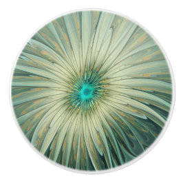Abstracte saliegroene fantasiebloem fractale kunst keramische knop